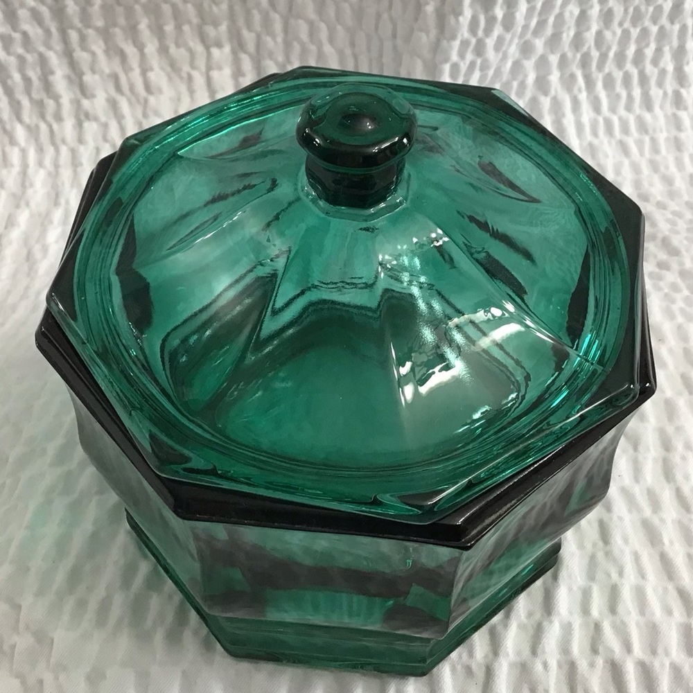 Vintage Indiana Confections Glass Candy Dish Dark Turquoise - Picture 9 of 10